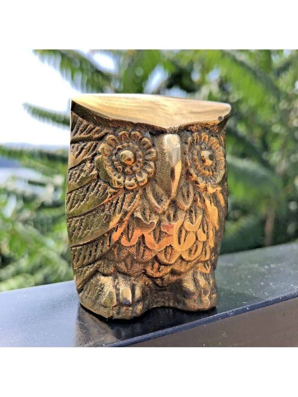 Small Brass Owl Figurine Hoot Hoot KO So Adorable Desk Decor